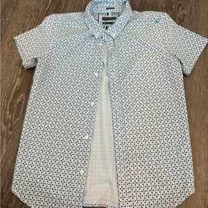 Boys Blue Patterned Short Sleeve Shirt